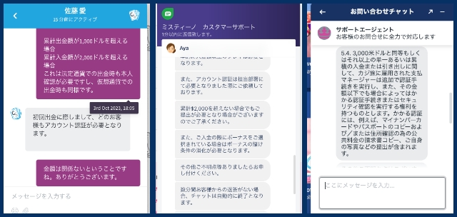 サポートからの返答